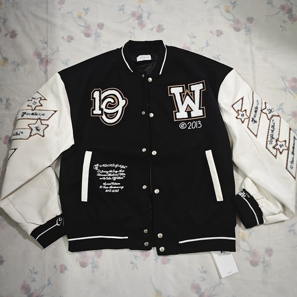 Off-White Black And White Baseball Jacket - Picture 1 of 7